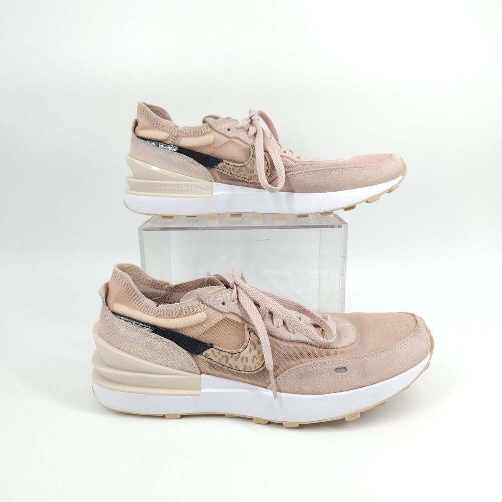 Nike Waffle One Shoes Womens Size 9.5 Pink Running Fossil Stone Leopard